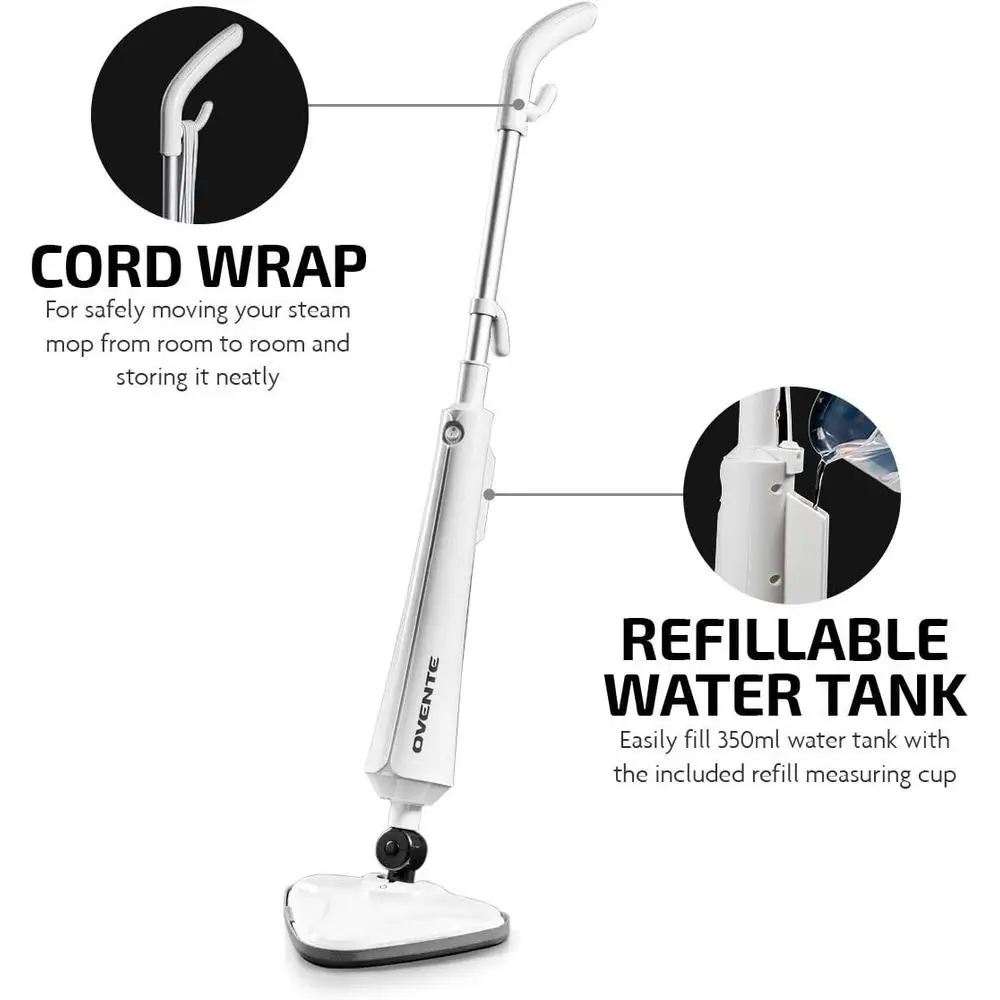 Powerful Electric Steam Mop 1300W Hardwood Tile Cleaning Swivel Head Ergonomic Design Continuous Steam Release with Accessories