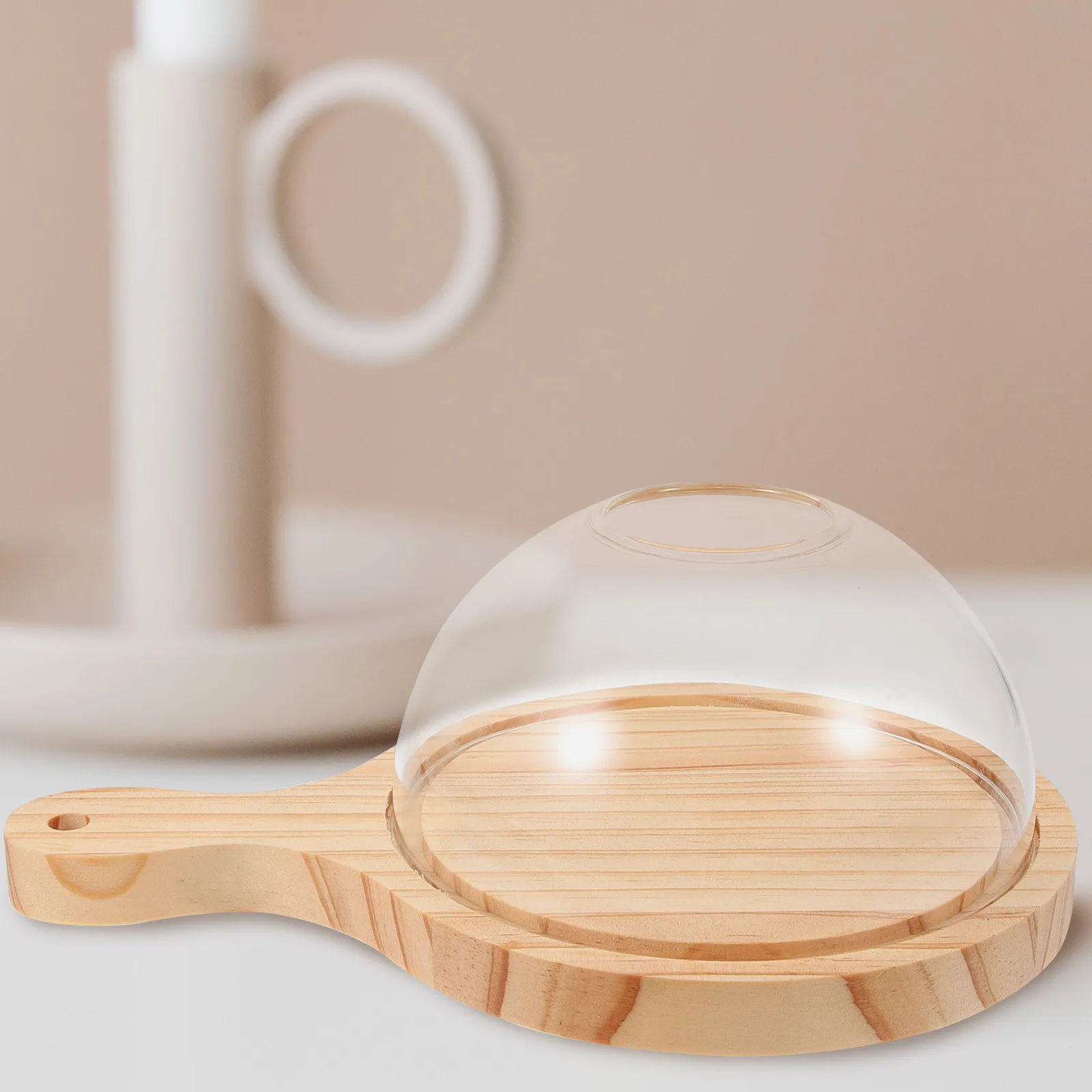 15 سنتيمتر غطاء الدخان الزجاجي لعرض المعدة الجزيئية الغذاء قبة مع قاعدة خشبية غطاء التدخين قاء زجاجي كعكة غطاء الحلوى المطبخ