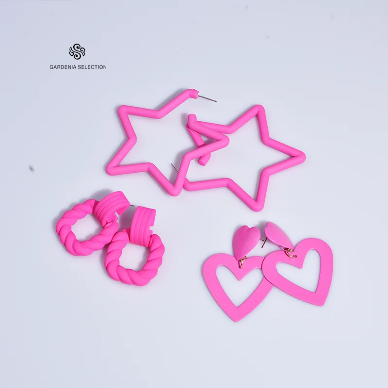 Pink Earrings Geometric Multifunctional Vacation Style Women\'s Summer Jewelry
