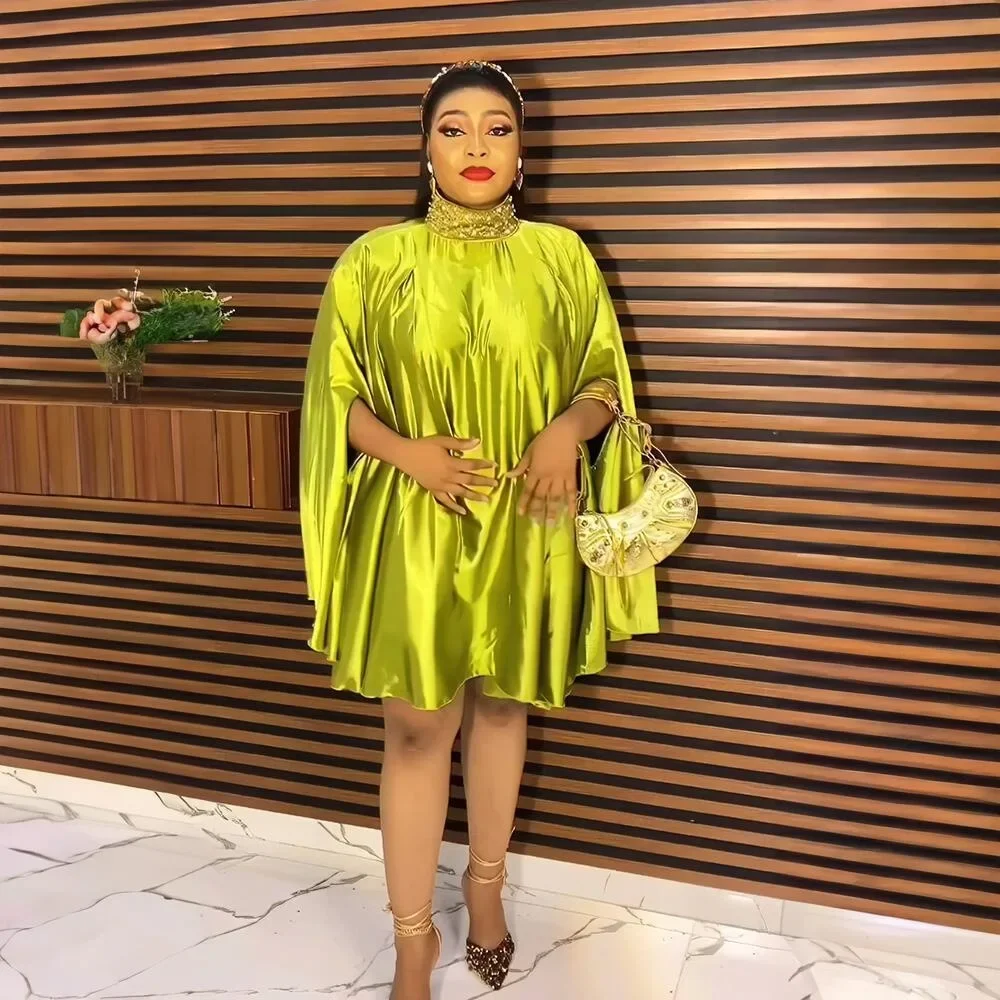 

2025 Latest! African Women Wedding Dress Brocade Embroidery With Bazin Decoration Nigerian Bride or Bridesmaid Boubou Robe