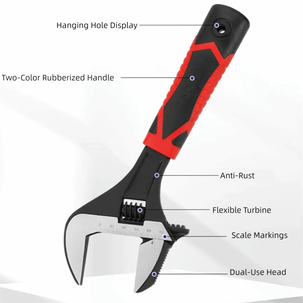 مقبض قصير الحمام وجع قوي افتتاح كبير قابل للتعديل المفك أنبوب الجوز المرحاض بالوعة سهلة الاستخدام السباكة وجع الجوز مفتاح