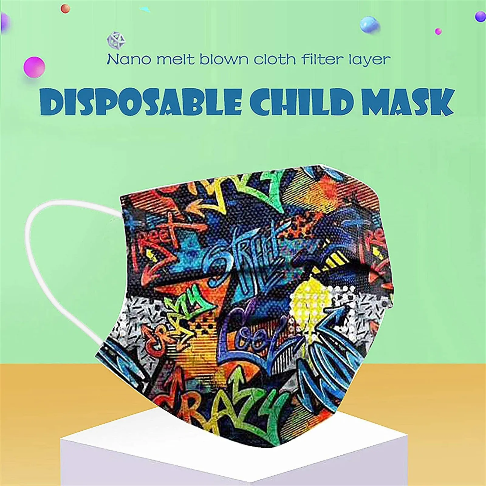 50Pcs Kids Face Mask Disposable 3 Ply Safety Face Mask 4-12 Children Mask Outdoor Dust-Proof Face Protective  Disposable Mask