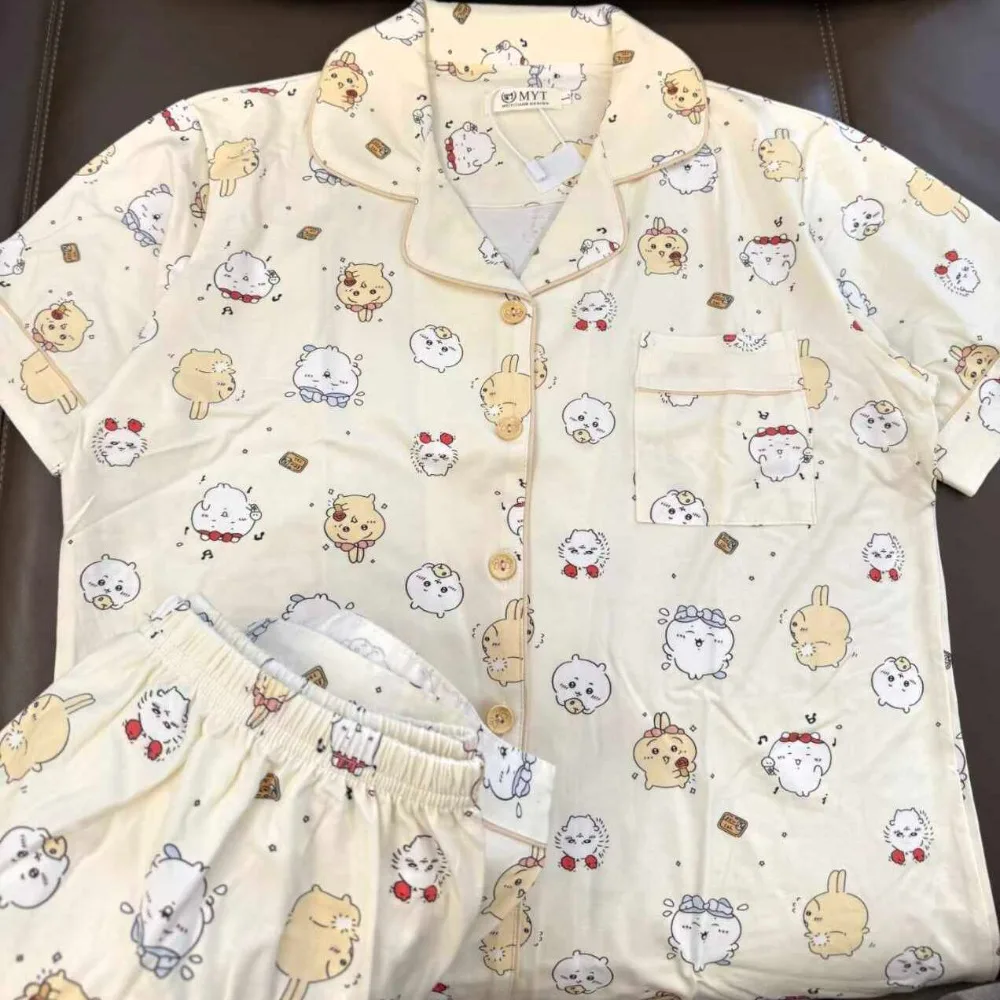 2026 Summer Women ChiiKawa Rabbit Pajamas Cotton Loose Short Sleeve Shorts Two Piece Homewear Soft Breathable Loungewear Gift