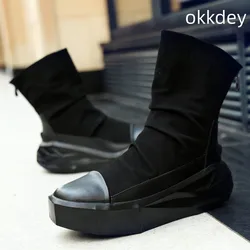 High Top Boots for Men Casual Outdoor Wear-Resistant Breathable Fashion Trendy All-match Round Toe Shoes Spring Autumn Main