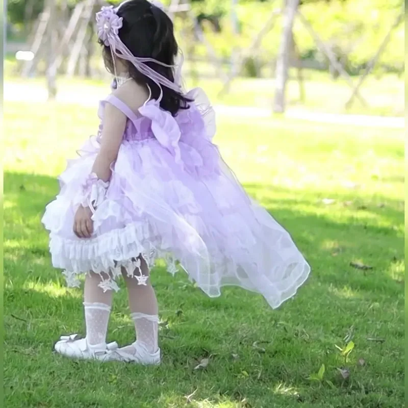 2025, novedad de verano, vestido para niñas, traje de actuación para niños, chaleco de boda con flores de Lolita, vestido de princesa, vestido de fiesta de cumpleaños, regalo del 1 de junio