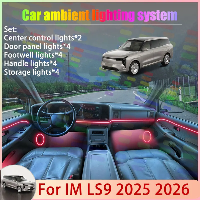 

For IM LS9 2025 2026 SUV 2/24 in 1 Car Atmosphere Light Lamp RGB Shade Ensemble Streamer Atmosphere Set Auto Parts Accessories