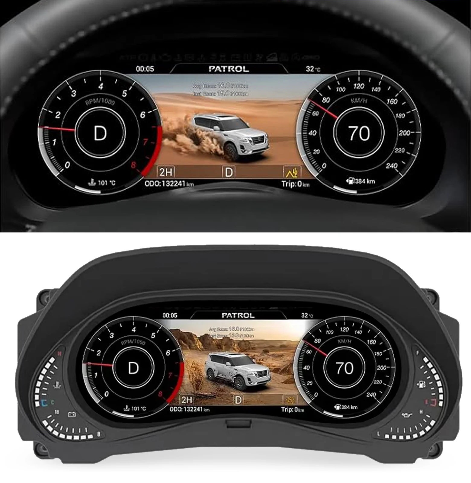 

Цифровой дисплей приборной панели для Nissan Patrol Y62 2008-2022, спидометр, 12,3-дюймовый HD-экран 1920*720/2S, быстрый запуск/подключение и использование
