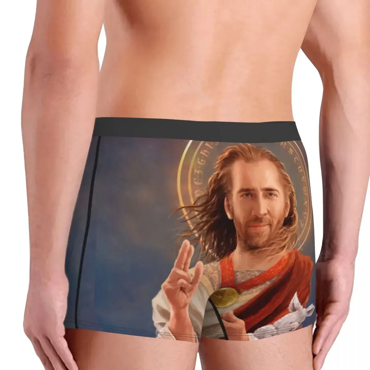 Personalizado saint nicolas gaiola roupa interior masculina estiramento engraçado meme boxer briefs calcinha macia sexy para homme