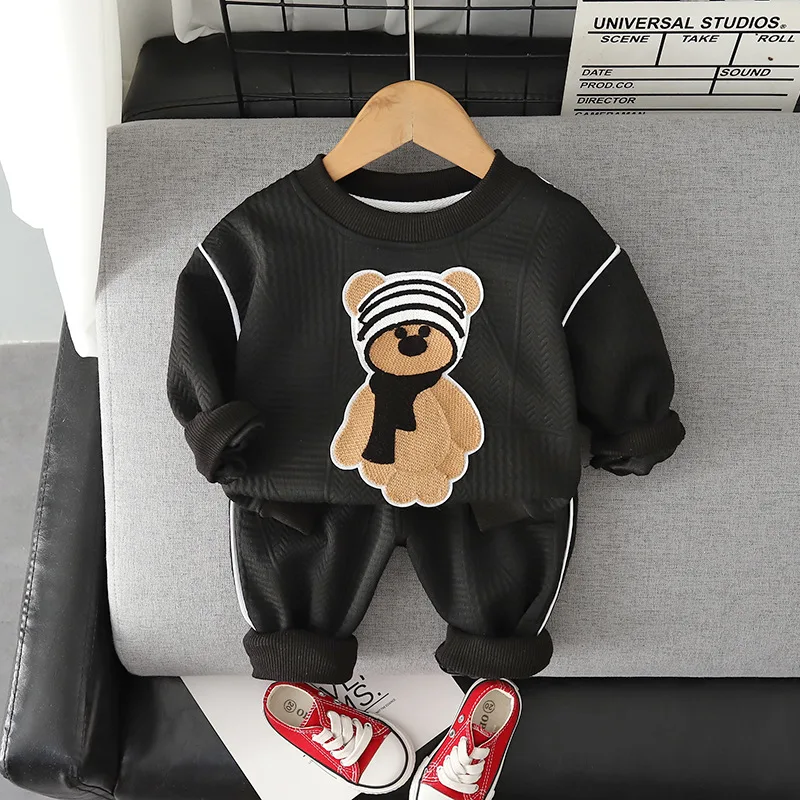 Spring Autumn Baby Boy Clothes 18 Months Cartoon O-neck Pullover Long Sleeve Hoodies Pants Toddler Outfits Girls Clothing Sets