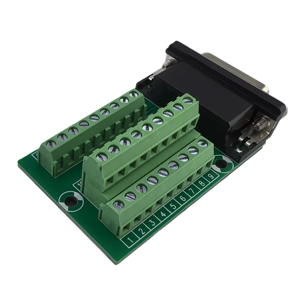 

DB26-M2-01 Solderless Green Terminal Block for Female DB26 Connection 0.5A 3.81mm Pitch PCB Mount 69x39.5x20.5mm