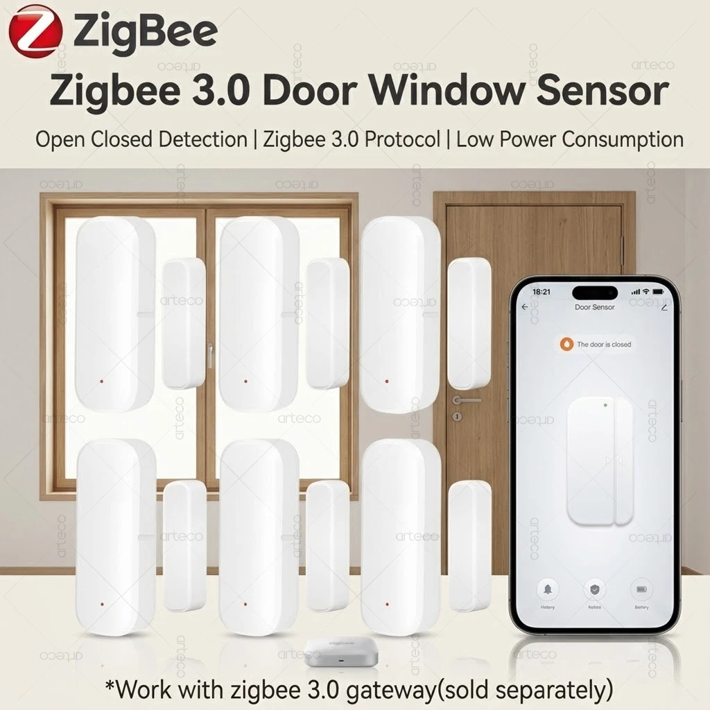 Zigbee Tür- und Fenstersensor, magnetischer Kontakt, offen/geschlossen-Detektor, Smart-Home-Alarm, Sicherheit, funktioniert mit TUYA Z2M Alexa Yandex Hub