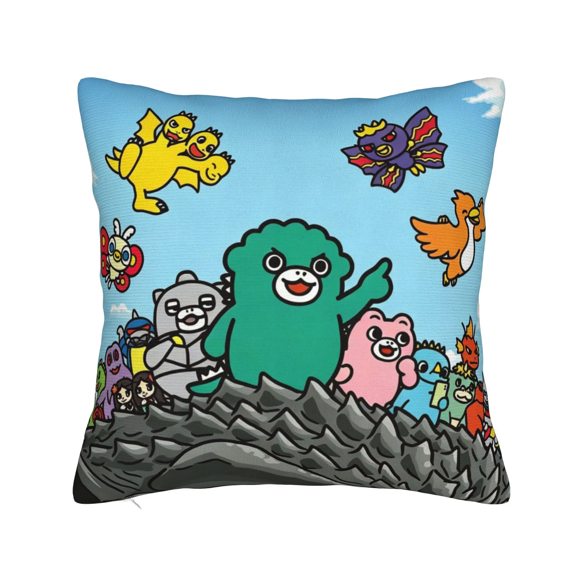 Chibi Monster Raids Again Square Pillow Case Movie Cushion Covers Awesome Polyester Decorative Pillowcase for Sofa 40*40cm