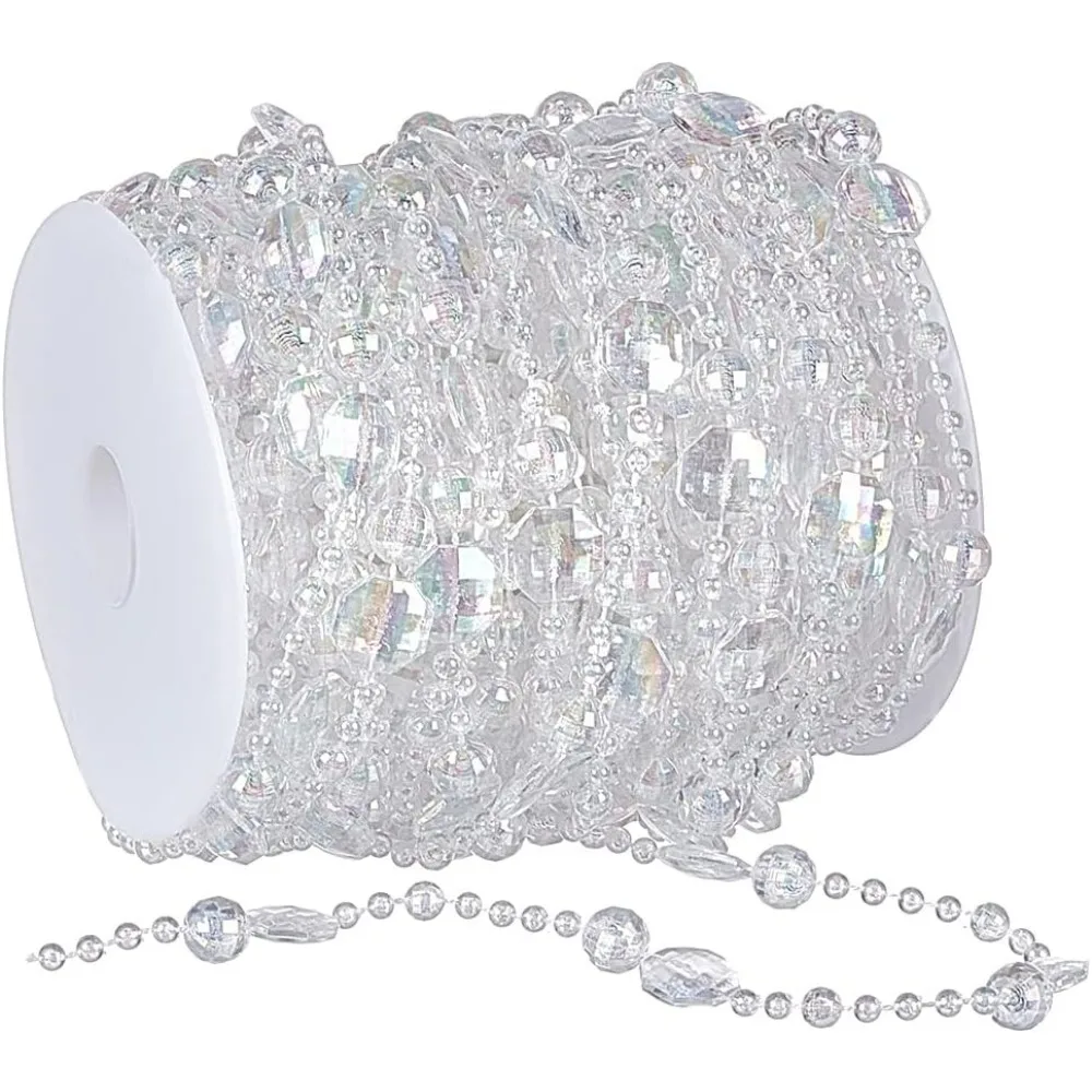 66 Feet Acrylic Crystal Flower Chain Ab Bead Chain Decoration Prism Chandelier Bead Chain is Suitable for Wedding Party