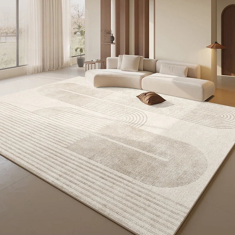 Solid Color Wabi Sabi Style Living Room Carpet Simple Easy Care Coffee Table Carpets Soft Large Size Bedroom Rug Striped Carpets