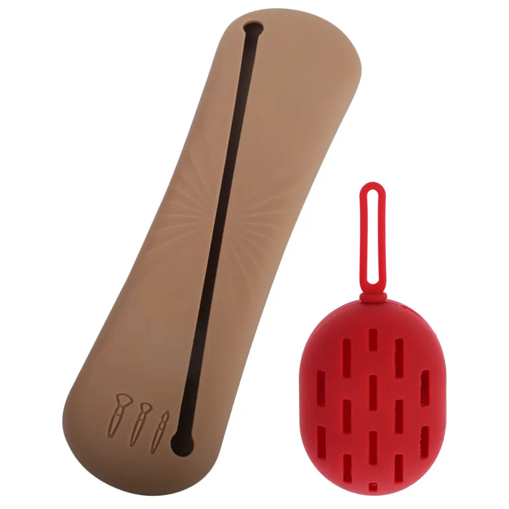 1er-Set Aufbewahrungstasche für Make-up-Pinsel, Silikonhülle, kompakt, leicht, tragbar, Organizer, Halter, Reise-Kulturbehälter