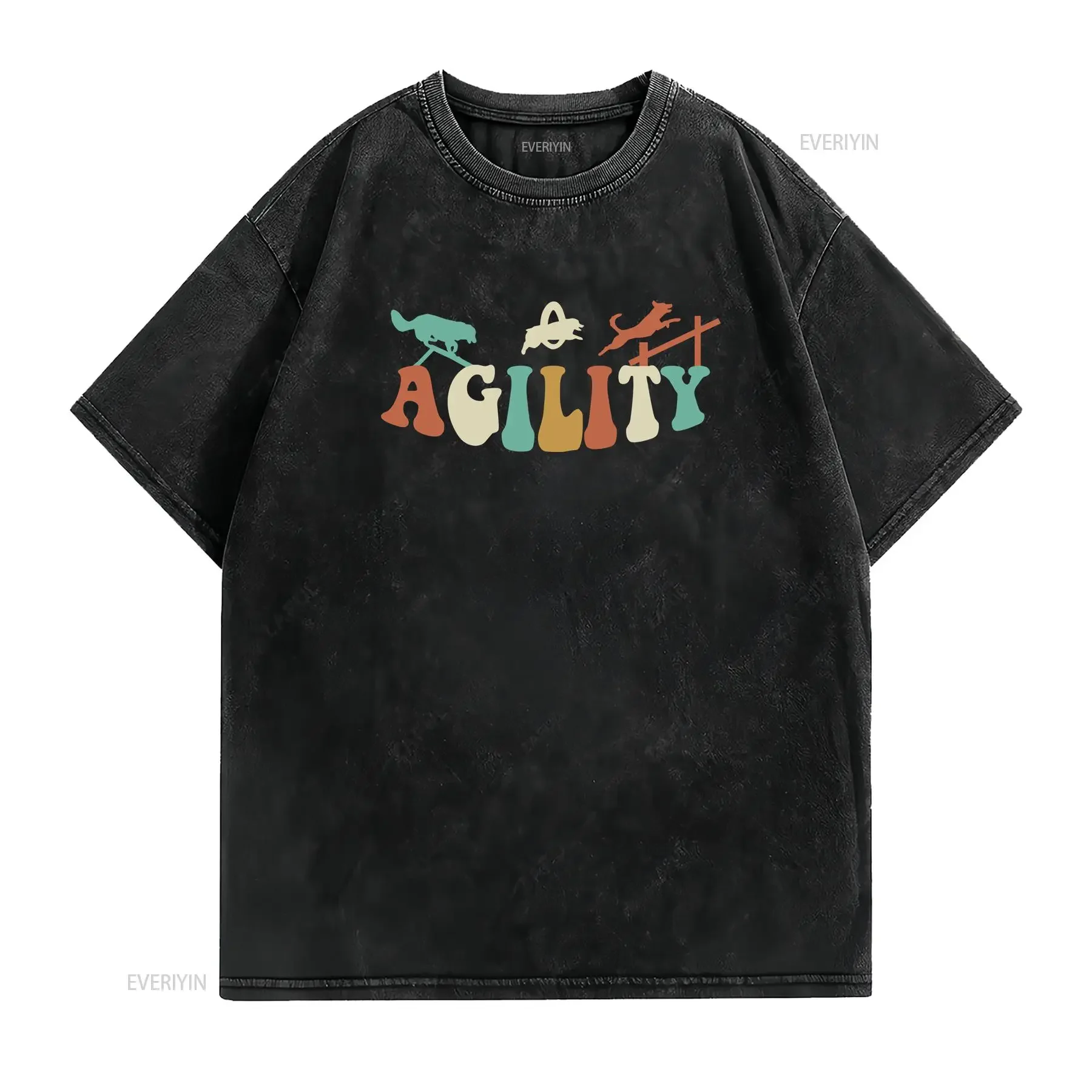 Retro Dog Agility T Shirt Sports Owner Border Collie vintage Washed designer clothes streetwear Soft Top For Everyday Wear