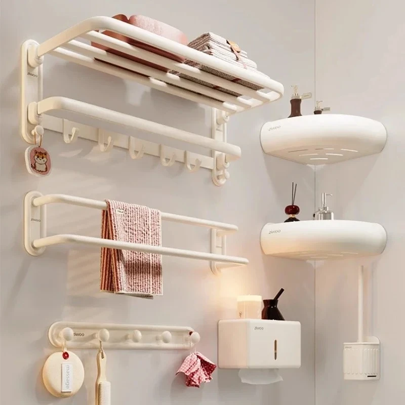 

Cream Style Towel Rack, No Drill Bathroom Storage Shelf, Space Aluminum Bathroom Cabinet, Premium Quality Bathroom Accessories