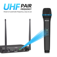 UHF Mic Audio AU200 Wireless Microphone System Portable 2 Channel Handheld Lavalier And Headset Mic for Karaoke Church Party