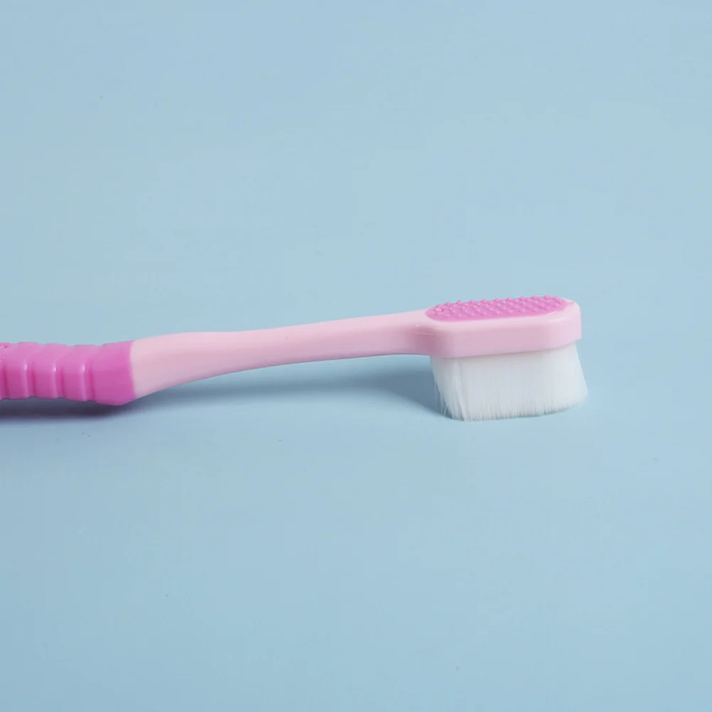 

2Pcs Small Head Toothbrush Superfine Bristles Long Handle Easy Grip Oral Cleaning Brush Postpartum Oral Care Tool Sky Blue Pink