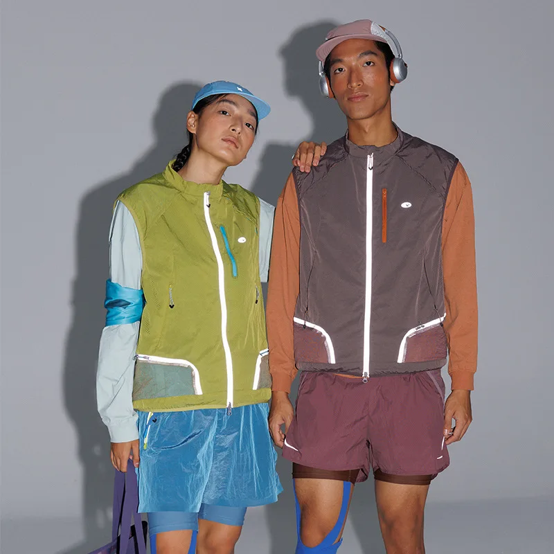Men Women City Cycling Running Cargo Vest Jacket Ultra Lightweight Outdoor Sports Quick Dry Night Reflective Stripe Biker Vest