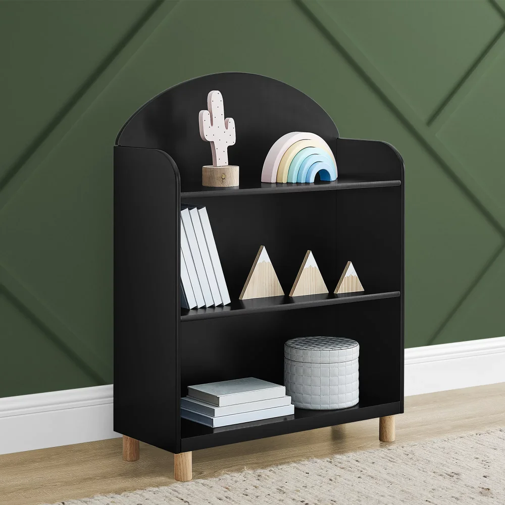 Children 3-Shelf Bookcase, Ebony/Natural