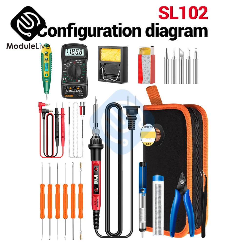 SL103 SL102 Behegesztés Rablánc Alkalmazkodó m Hőfok Behegesztés Vasból való készlet 60W hegesztő szerszámok javító melegítő Behegesztés pisztoly vel multimeter