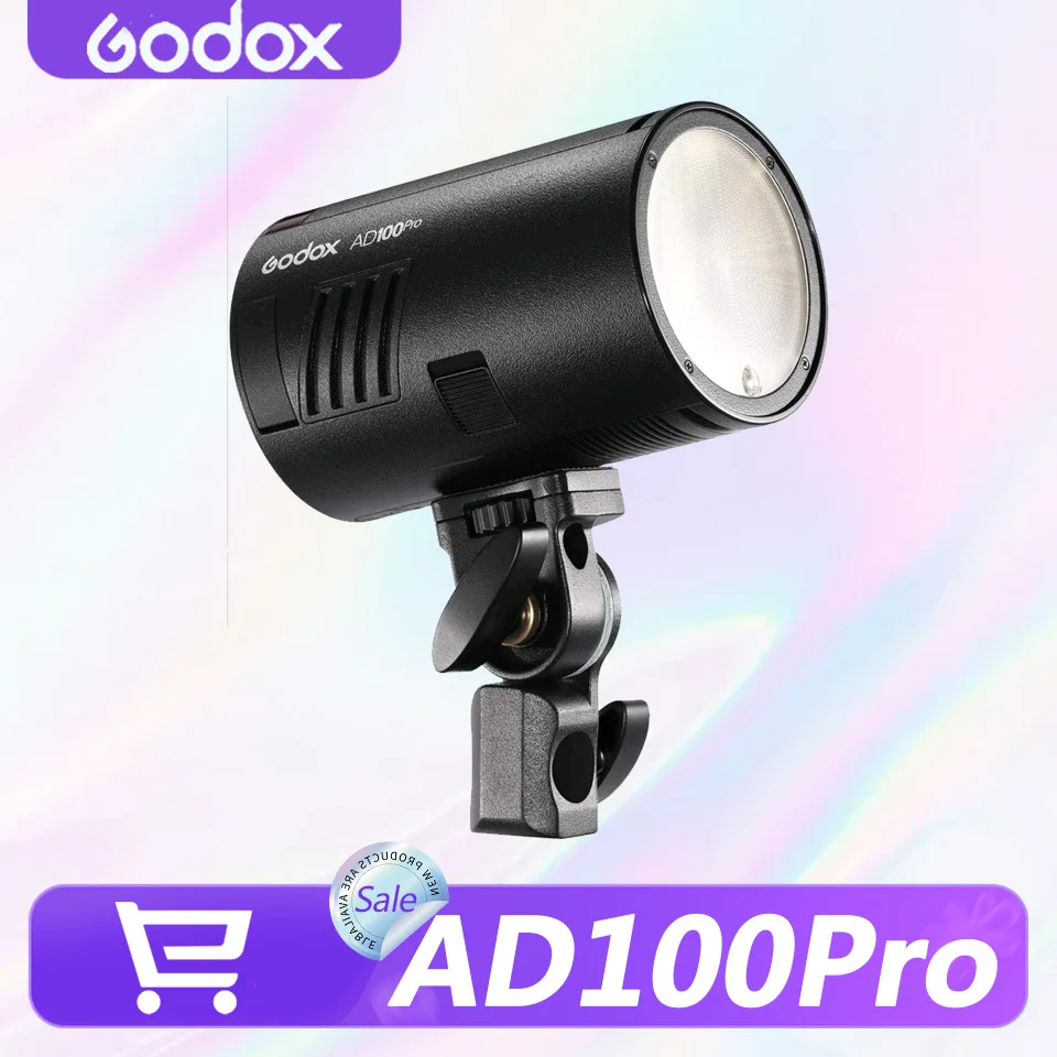 

Вспышка GODOX AD100Pro Pocket TTL с OLED-экраном, 5800K, синхронизация 1/8000 с, встроенная беспроводная система 2.4G X для фотосъемки