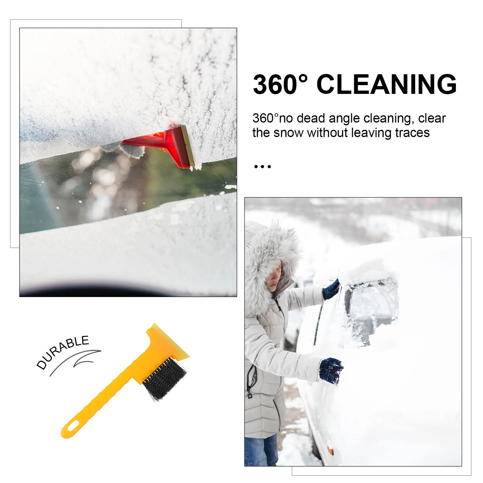 

2 шт., щетка для снега, скребок для льда, съемная вращающаяся ручка, автомобильная лопата для снега, набор для чистки лобового стекла, зимние автомобильные аксессуары