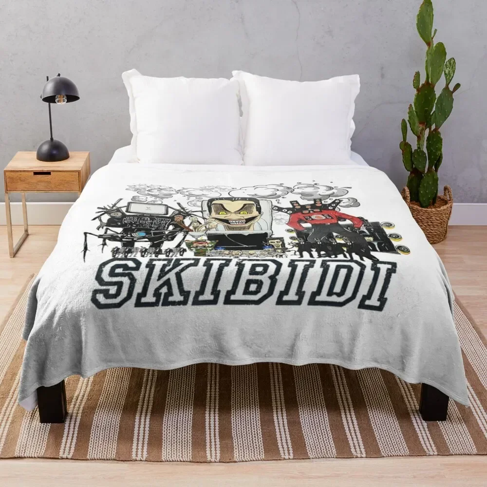 

Skibidi toilet Funny game Throw Blanket Sleeping Bag Flannel Fabric Blankets