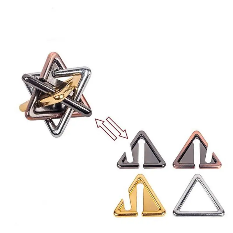 Classic Metal Brain Teasers Mind Ring Lock Puzzles Game for Adults Kids