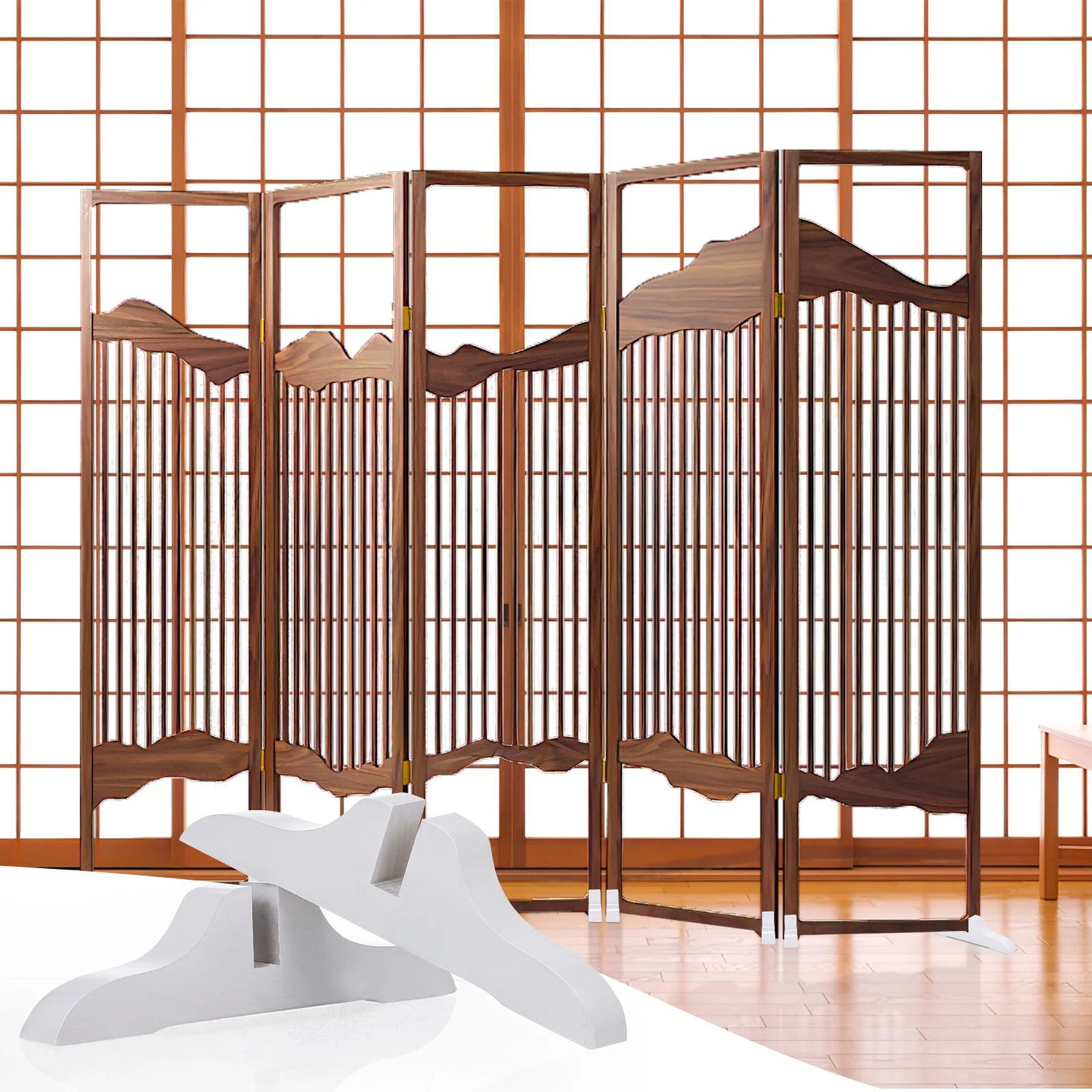 

2pcs Wooden Room Divider Base Sturdy Support Feet Smooth Finish For Home Office Vintage Style Panel Stand Brackets