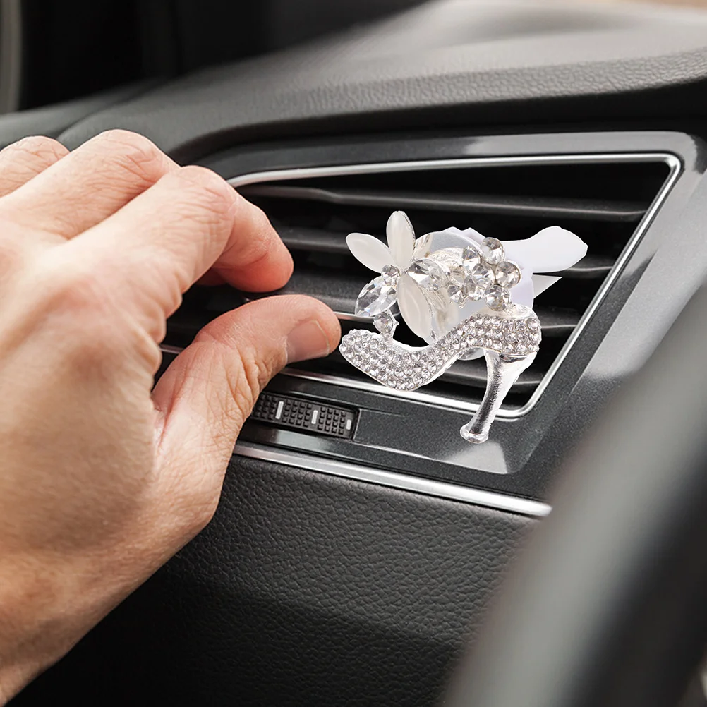 

2Pcs Car Aroma Diffuser High Heel Clip Air Vent Perfume Freshener Auto Outlet Decoration Car Interior Rhinestone Accessory