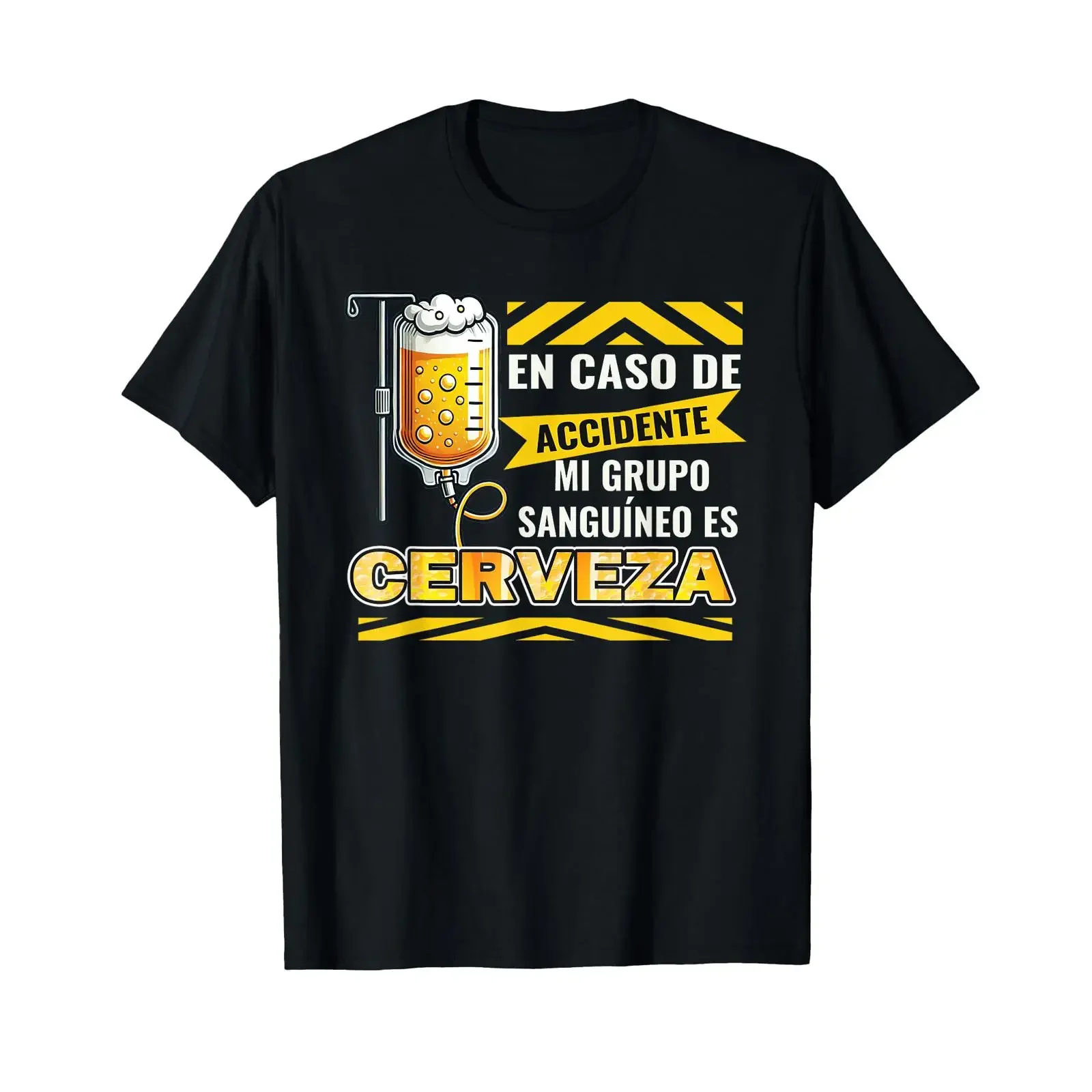 Funny Phrase In Case Of Accident Blood Group Beer T Shirt vintage Washed Comfortable streetwear Top For Everyday Wear Slightly