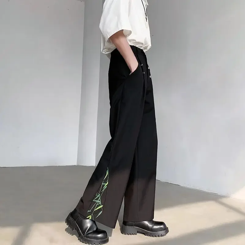 

Work Pocket Suit Trousers for Men Ice Silk Wide Leg Up High Quality Fabric Korean Reviews Many Wear Dress Slacks Man Suits Pants