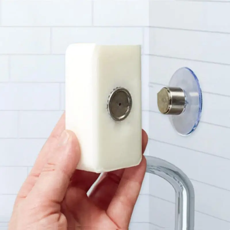 Suction Cup Soap Holder Rack Hanger Wall Mounted Soap Holder With Strong Magnet Removable Soap Dispenser For Bathroom Kitchen