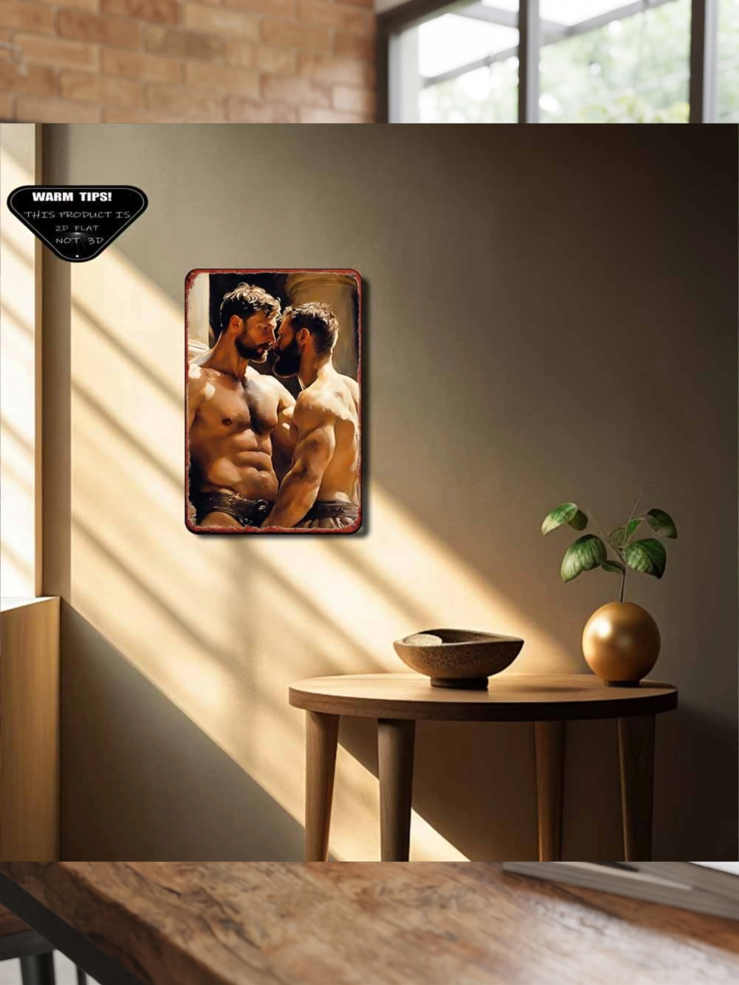 2D Flat - [Open ]2D Flat1pc, Tin Sign, "Classical Art Style Nude Male Kissing Tin Painting Decorative Painting" Suitable for Bedroom, Bar, Garage And Garden, Outdoor Decoration, Garden Art, Bar Decoration, Retro Design, Retro Logo, High-Quality Tin