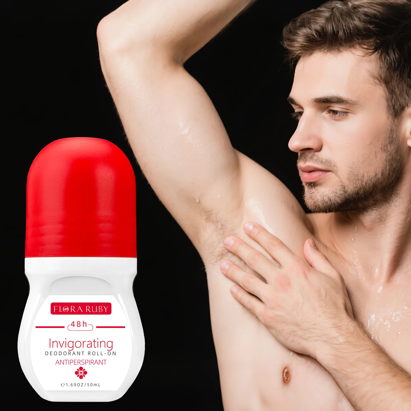 

FLORA RUBY Body Deodorant roll on made alcohol-free deodorant ball, provides 48 hours of odor protection and easy to use