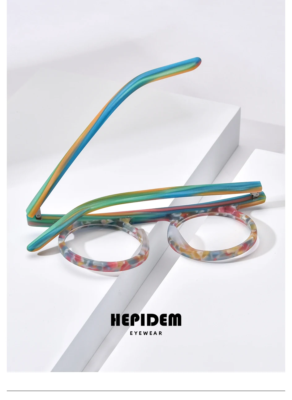 HEPIDEM Acetat-Brillen, Herren, Retro, rund, quadratisch, rhombisch, Brillengestell, Damen, Nerd, Vintage, japanische Brillen, 9386 – Detail 26