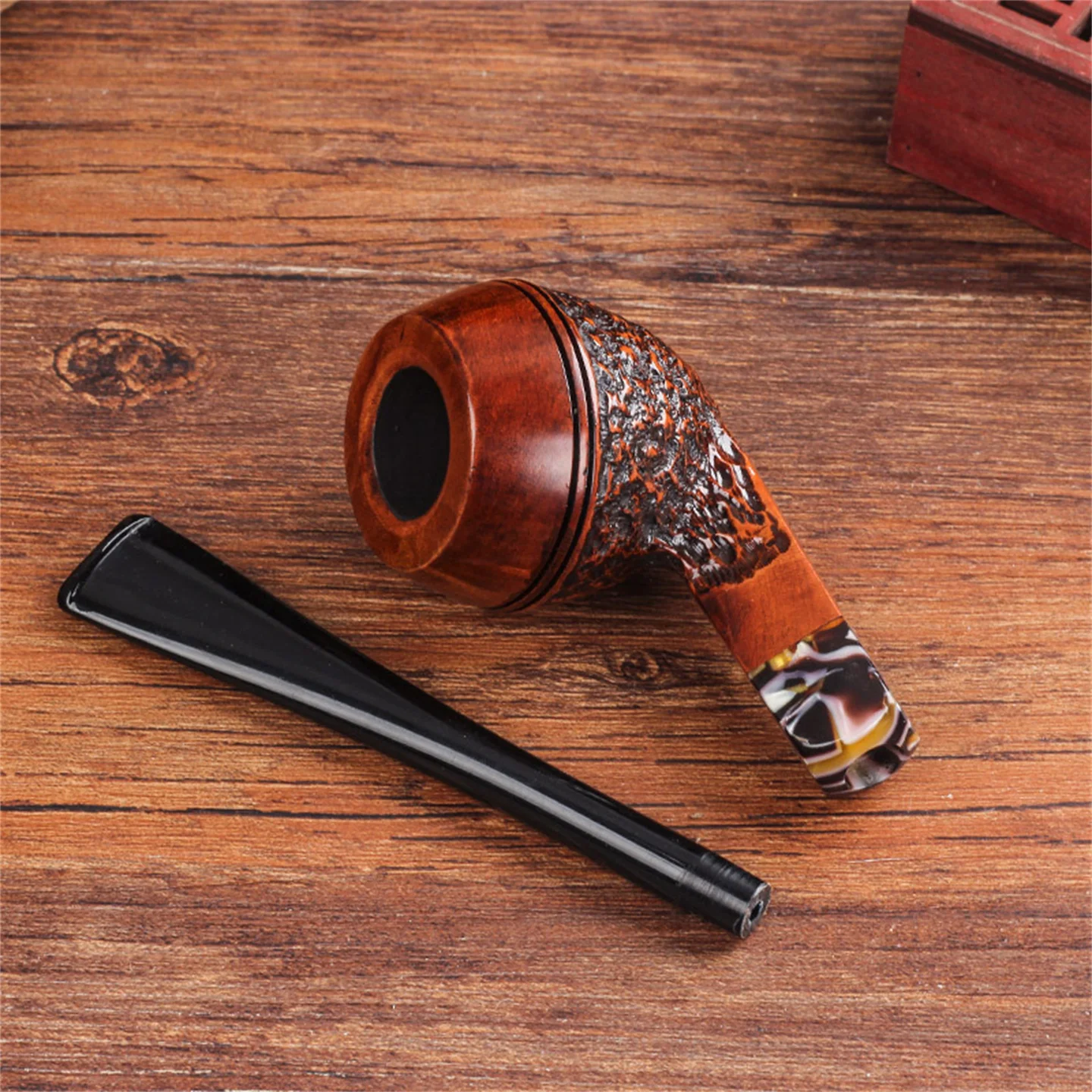 Bulldog Briar Wood 3mm Filter Cut Tobacco Pipe Retro Gentleman Straight Type Handmade Smoking Pipe With Accessory Father\'s Gift