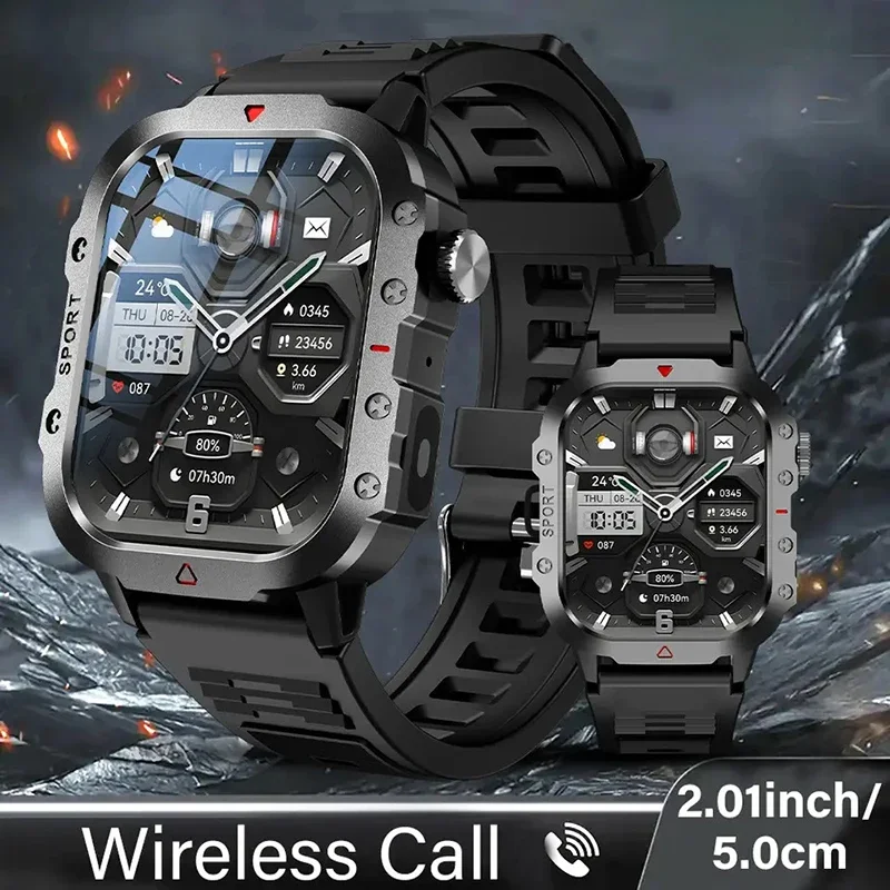 في الهواء الطلق 2.01 ''الرجال الساعات الذكية مصباح يدوي اللياقة البدنية ساعة بلوتوث دعوة الرياضة المعصم الساعات الذكية للنساء IOS أندرويد 2025 #1