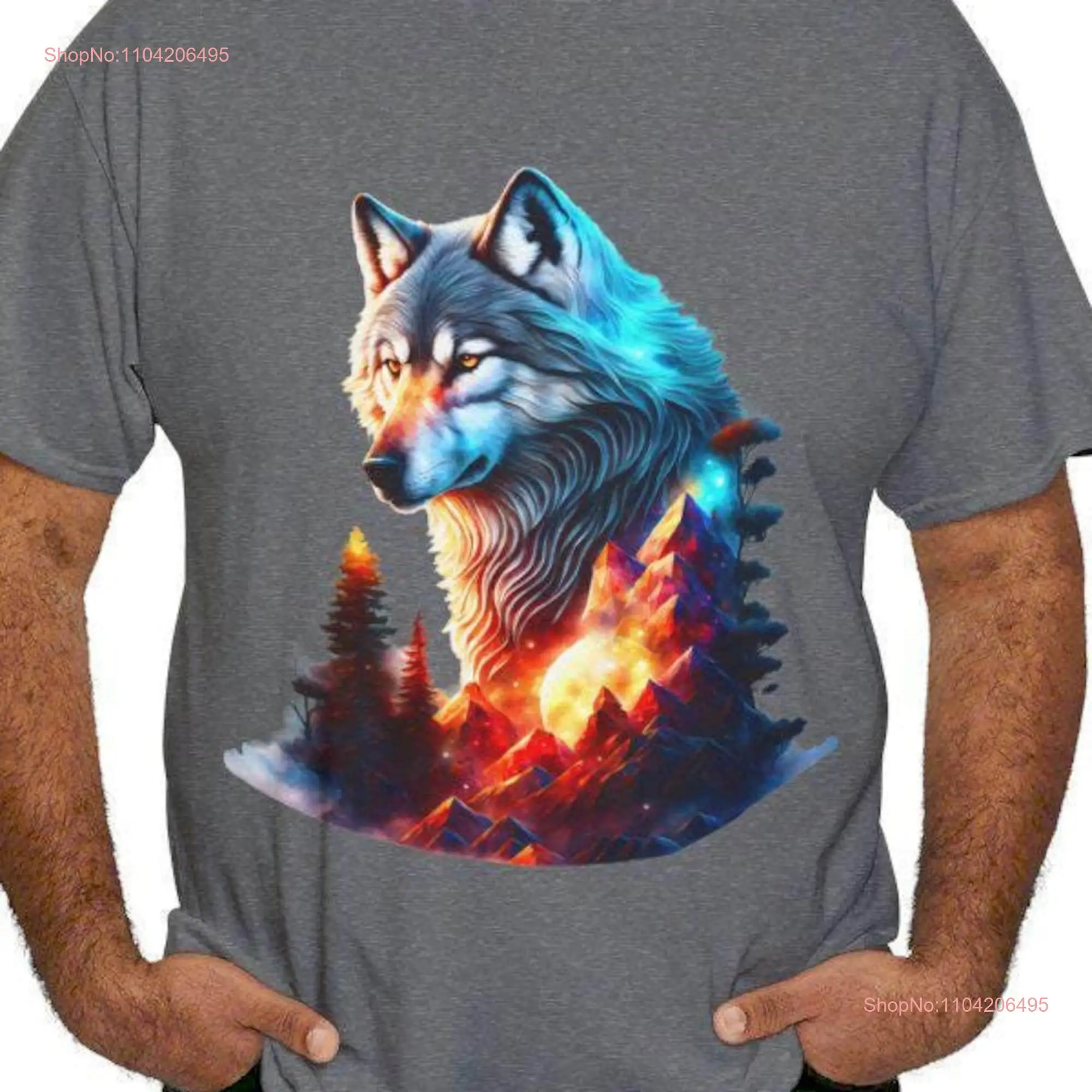 Grey Wolf Mountain T Shirt Wildlife Nature Adventure Top Animal Lover Wilderness Hiking Apparel Lovers