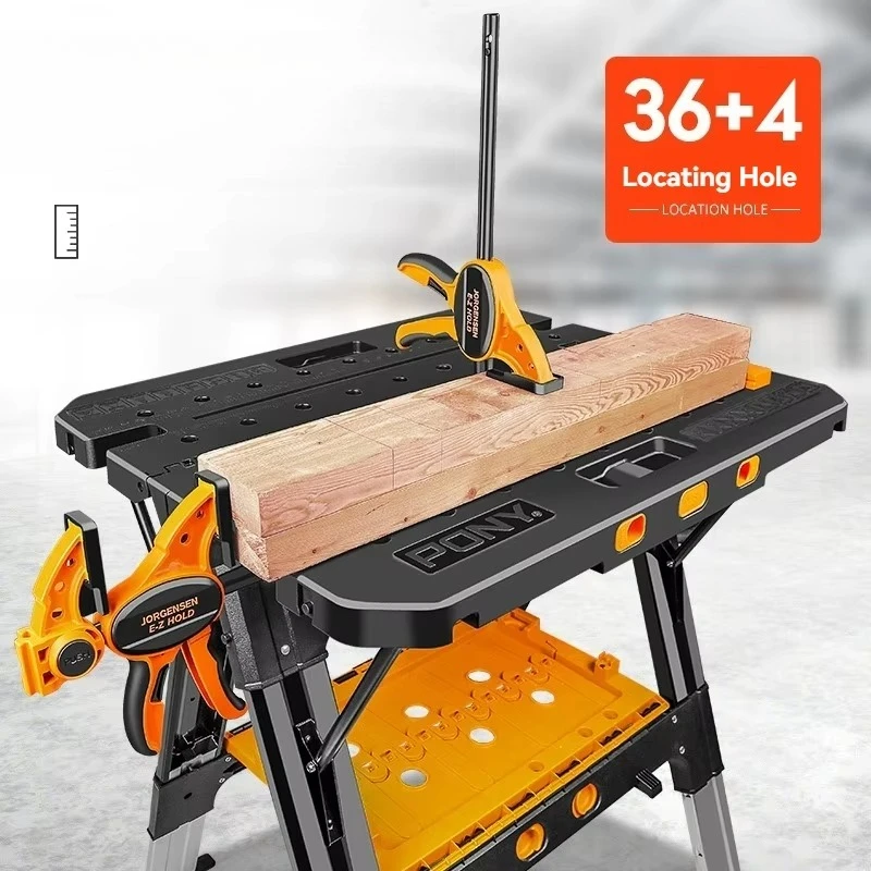 Table de travail pliante portable avec pinces de 12 pouces – Établi de travail du bois pour garage, magasin, usage domestique