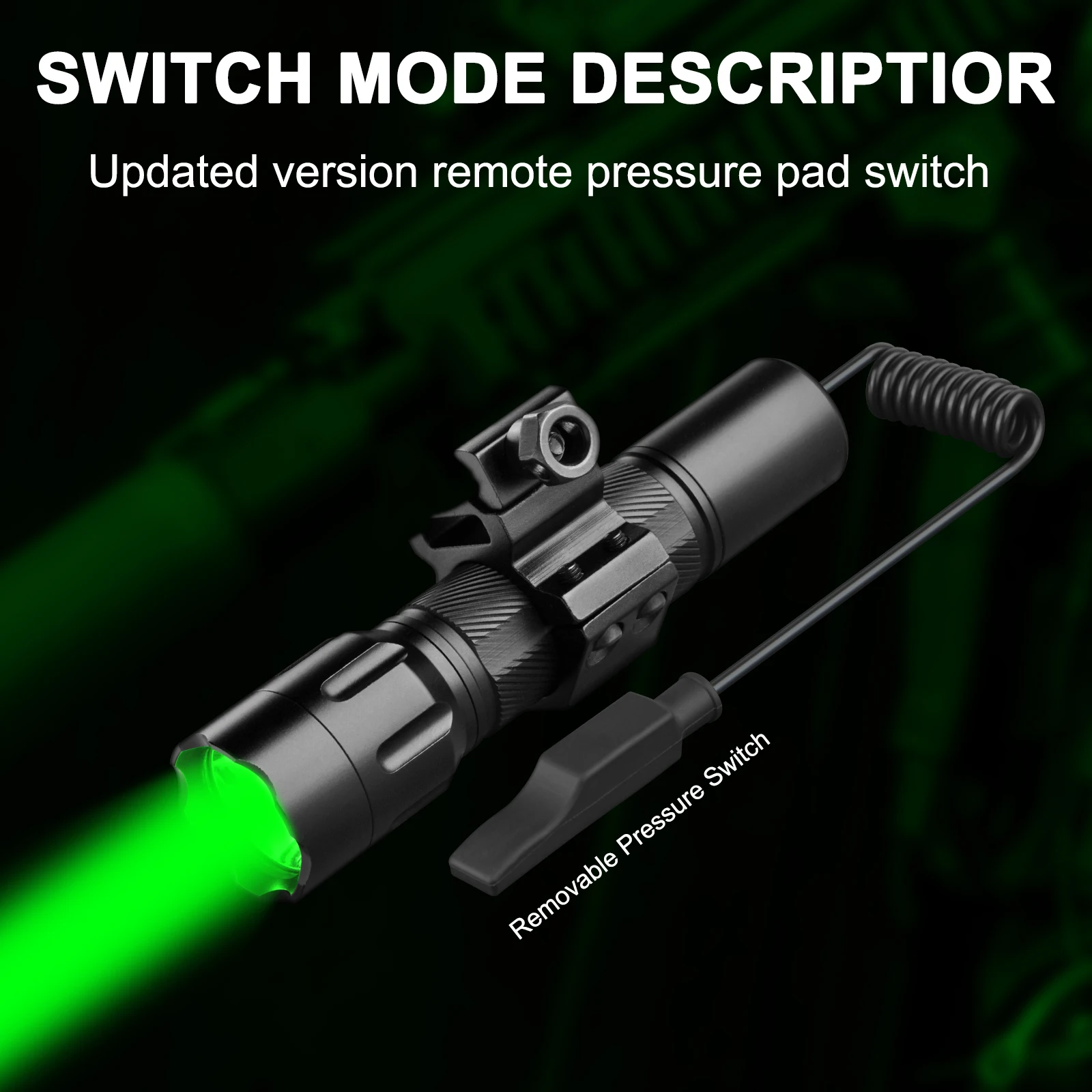 ANEKIM X2Pro LED Green Tactical Hunting Flashlight, USB Rechargeable 18650 Battery, IPX68 Portable Torch, Hunting Wolf Hog Deer