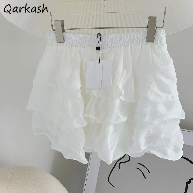 

Mini White Skirts Women Ruffles Pure Designer Girlish Sweet Summer Chic Japanese Юбка Женская Kawaii Clothes High Waisted Casual