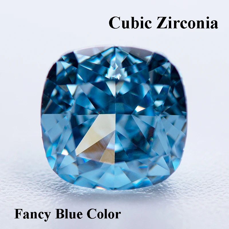 

Cubic Zirconia Crushed Ice Cut Fancy Blue Color Square Cushion Shape Charms Beads for Diy Jewelry Making Material No Certificate