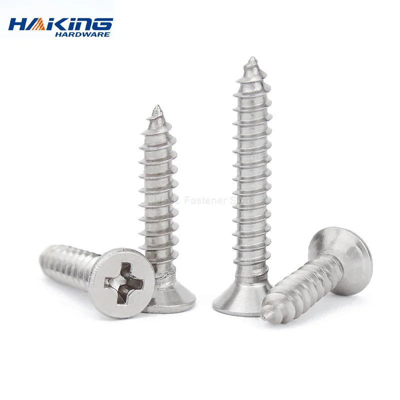 Stainless Steel Countersunk Flat Head Phillips Screws M1.4 M1.7 M2 M2.6 M3 M3.5 M4 M5 M6 Cross Self Tapping Screw for Wood Wall