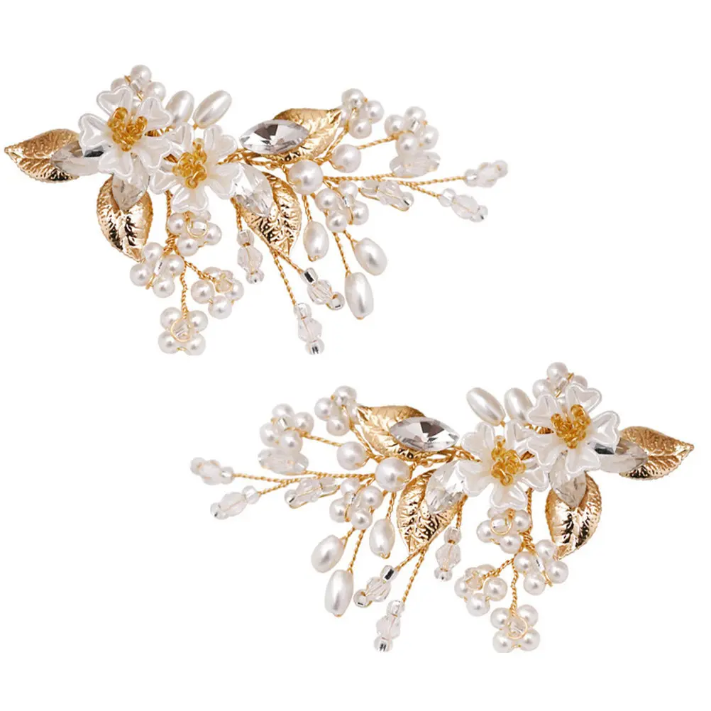 

1 пара стильных цветов для обуви с жемчугом и стразами, съемные декоративные элементы для свадебной обуви, модные украшения для свадебной обуви