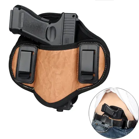 Tactical Concealed Carry Gun Holster PU Leather IWB Pistol Case Fit for Glock 19 23 32 26 27 30 33, M&P Shield, XDs