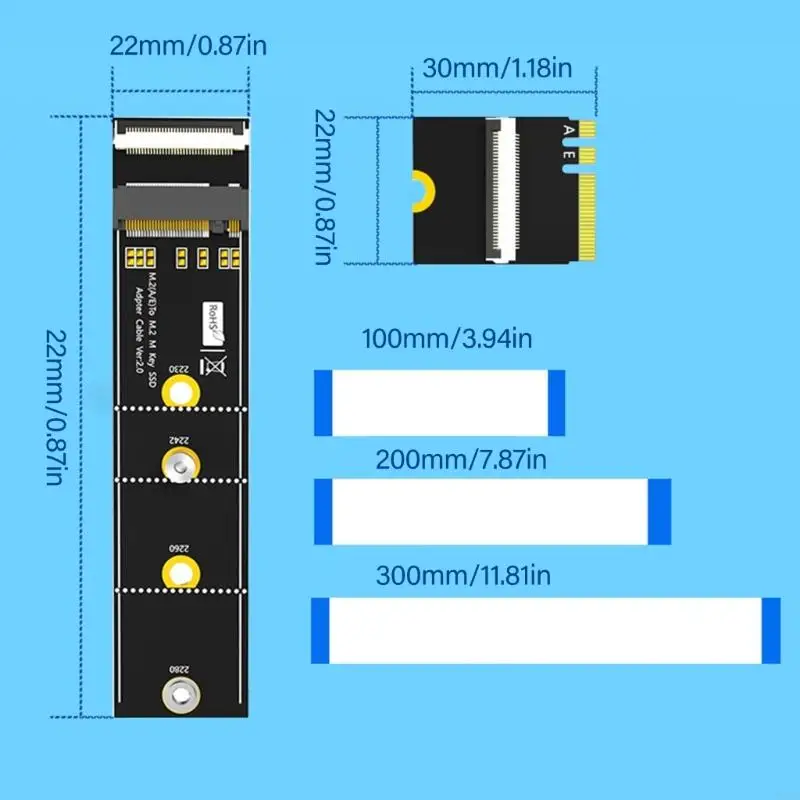 896f Driverless M.2 Kunci M ke Kunci Ganda Adaptor A/E Adaptor 64Gbps Transfer Kecepatan Cepat