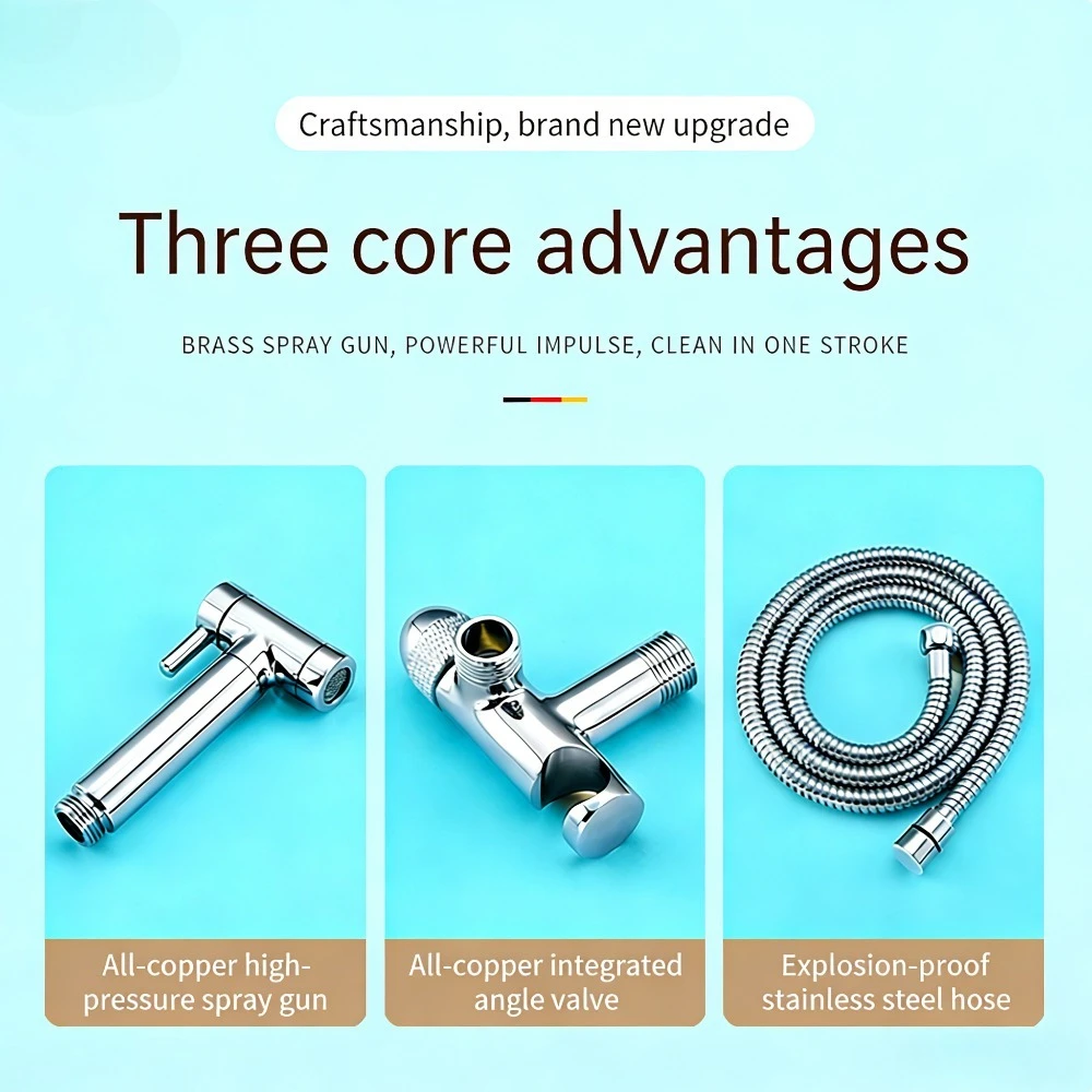 

All-copper high-pressure toilet spray gun set, rotating water transfer without pressing, bathroom flusher, female washer nozzle